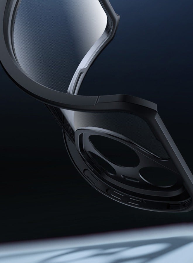 إكسوند حافظة هواوي Pura 70 مع حبل، لوحة خلفية من الأكريليك الشفاف + غطاء إطار ناعم أسود من مادة TPU، حافظة معتمدة مقاومة للسقوط من الدرجة العسكرية SGS، غطاء خلفي فائق مضاد للسقوط لهاتف هواوي P70، شفاف/أسود - Image 4